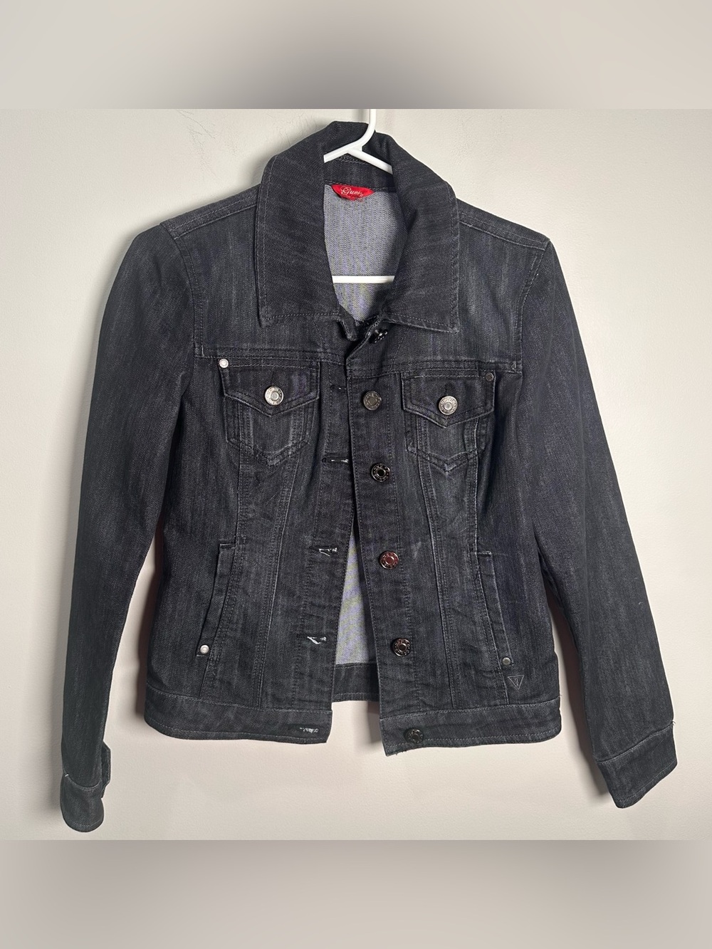 Guess Jean Jacket Women’s Denim Black Y2K Fitted Small